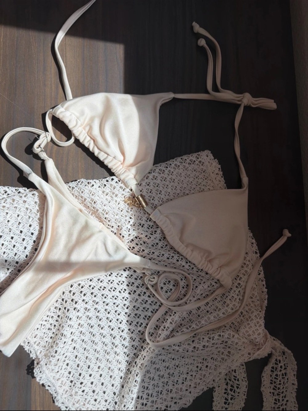 Cream Triangle Bikini Set